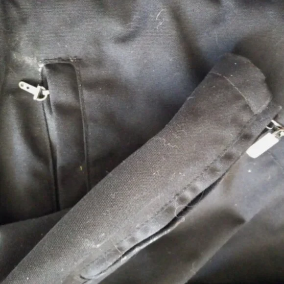 Harley-Davidson Black Canvas Jacket Flames Logo Size Large Zip Pockets - Picture 11 of 16